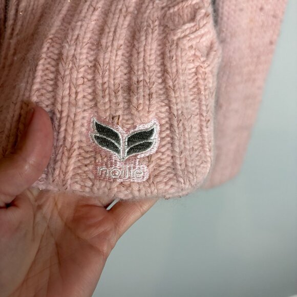 Y2K Nollie PacSun blush pink Angora blend zip up cardigan sweater - Picture 2 of 6